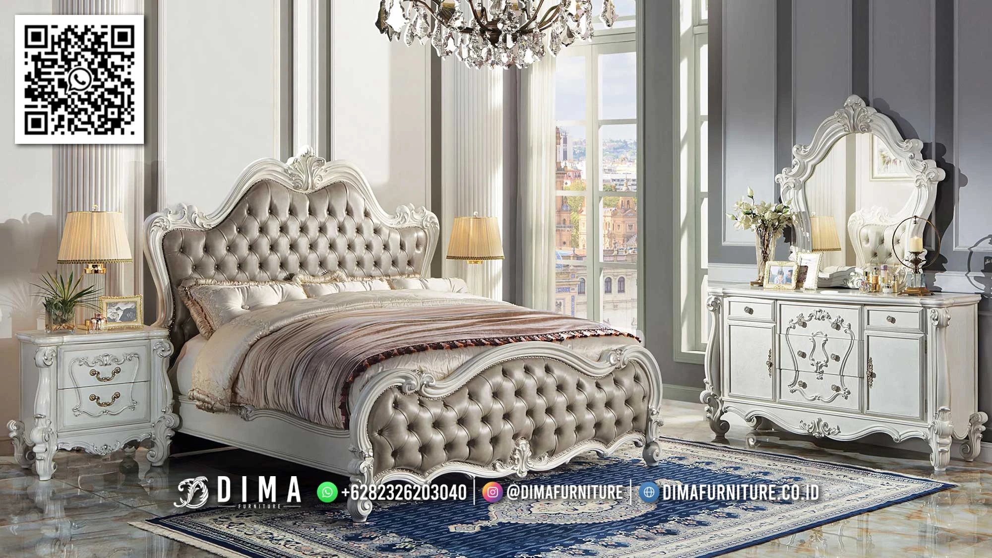 Furniture Kamar Mewah Crystal Cailey Classic White 204TTJ Furniture Kamar Mewah Crystal Cailey Classic White 204TTJ