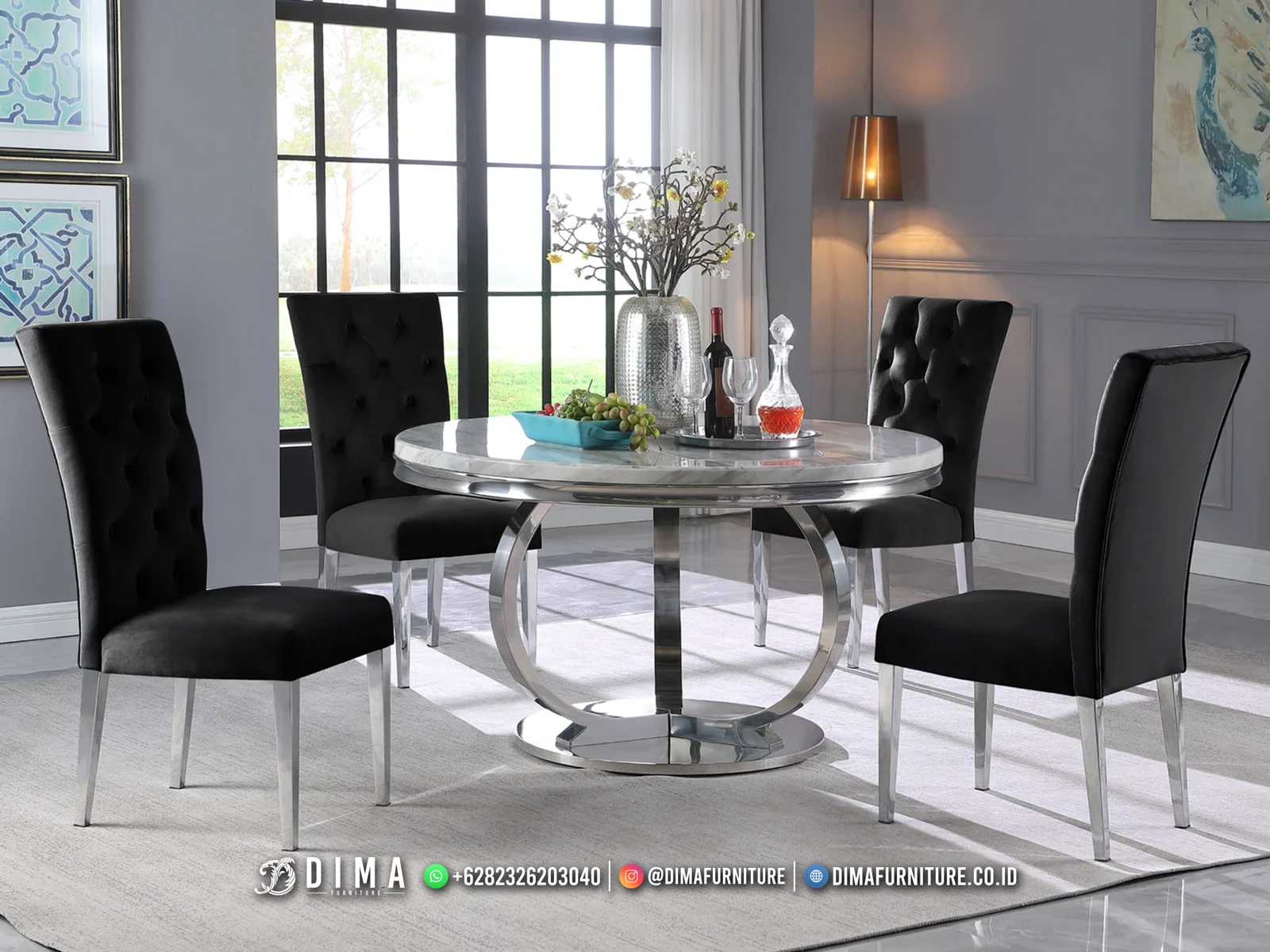 Meja Makan Jepara Marble Top – Desain Modern Elegan MM89 Meja Makan Jepara Marble Top – Desain Modern Elegan MM89