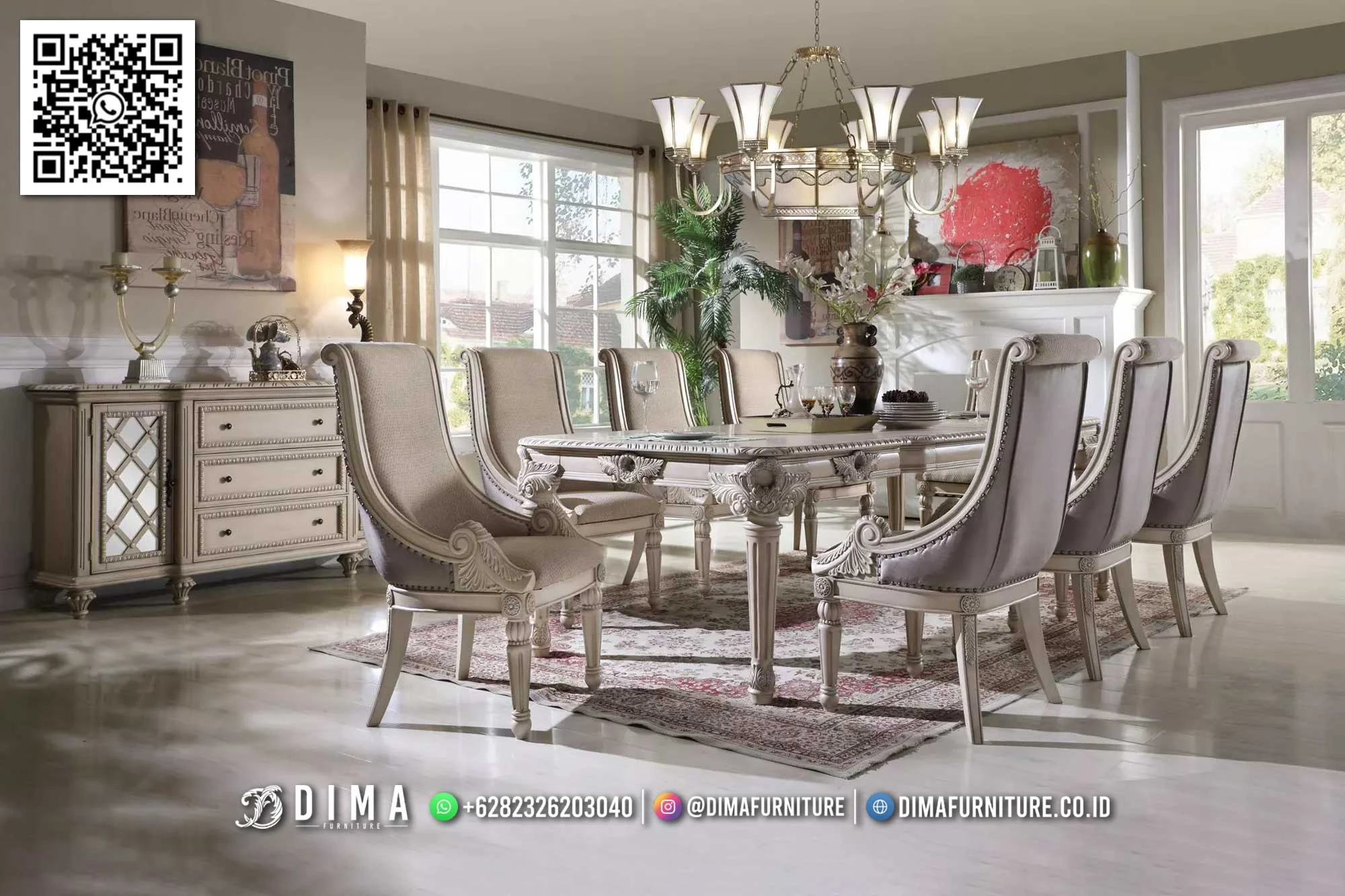 Set Meja Makan Mewah Michelle Royale Klasik MM80 Set Meja Makan Mewah Michelle Royale Klasik MM80