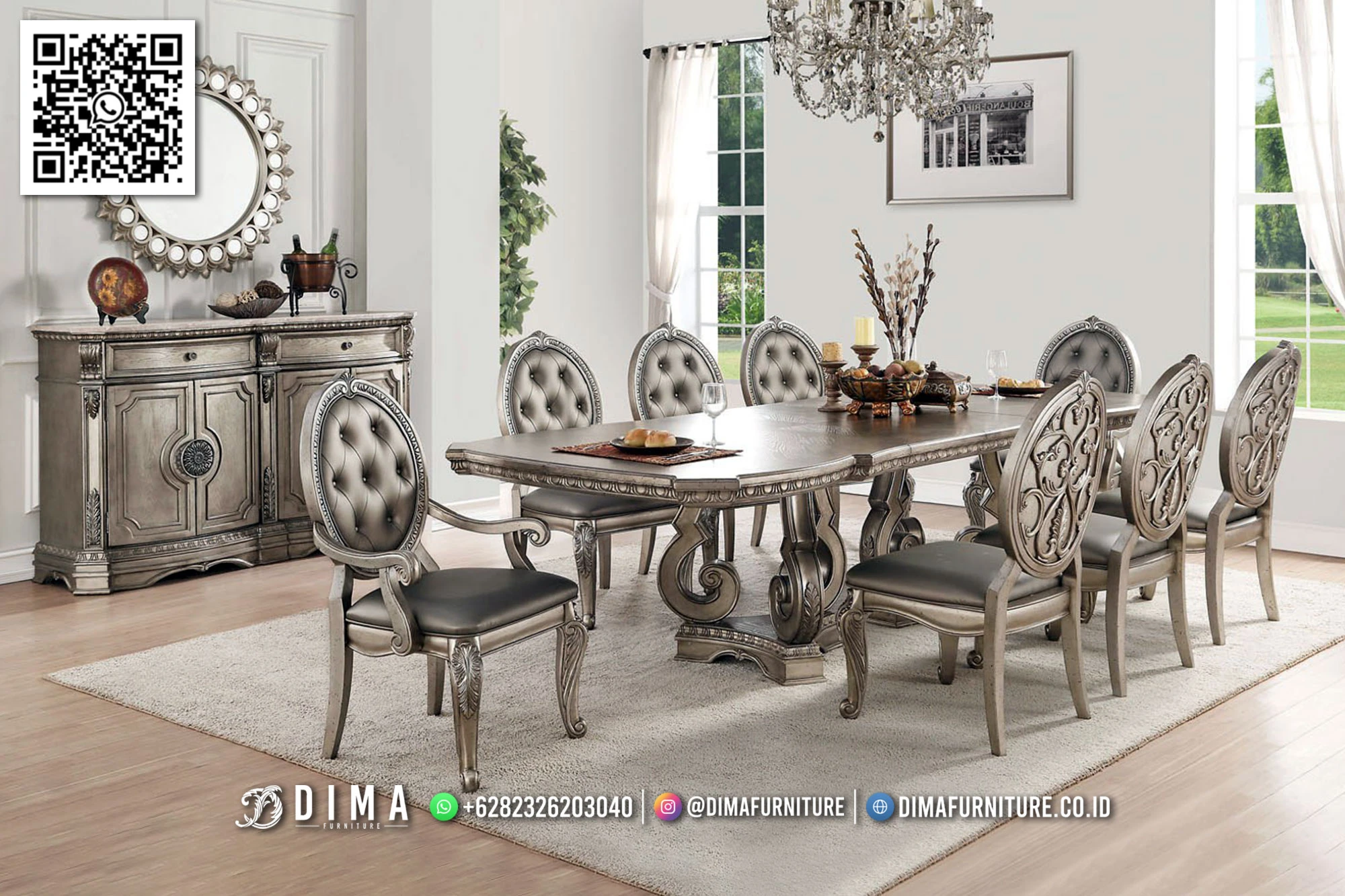Set Ruang Makan Mewah Klasik Super Elegan MM79 Set Ruang Makan Mewah Klasik Super Elegan MM79