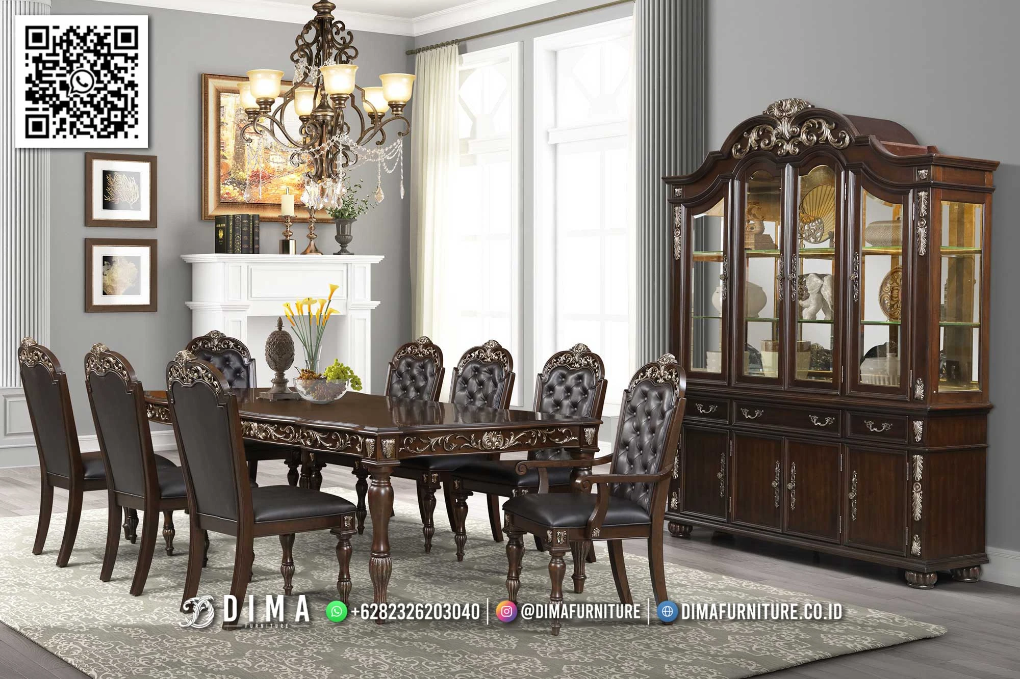 Meja Makan Klasik Mewah Kayu Jati Valeria MM127 Meja Makan Klasik Mewah Kayu Jati Valeria MM127