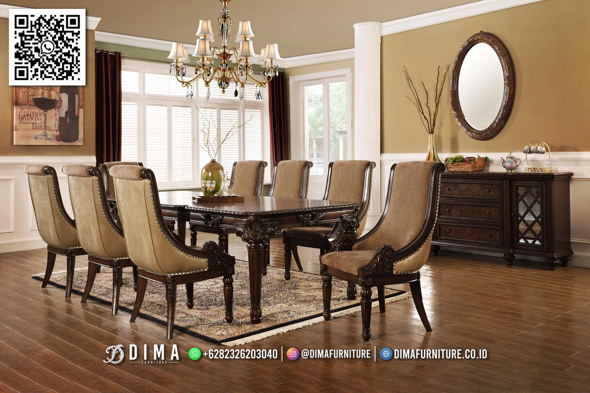 Meja Makan Minimalis Jati Jepara Ukiran Natural MM116 Meja Makan Minimalis Jati Jepara Ukiran Natural MM116