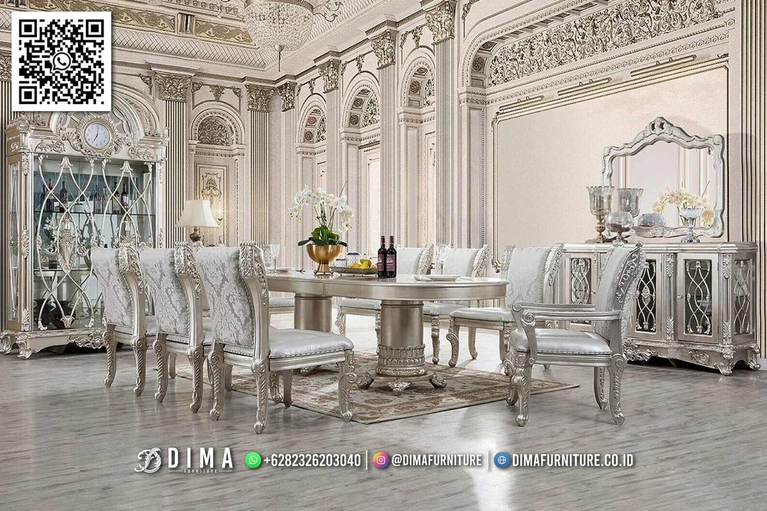 Set Meja Makan Jepara Mewah Elegance Premium Quality MM152 Set Meja Makan Jepara Mewah Elegance Premium Quality MM152