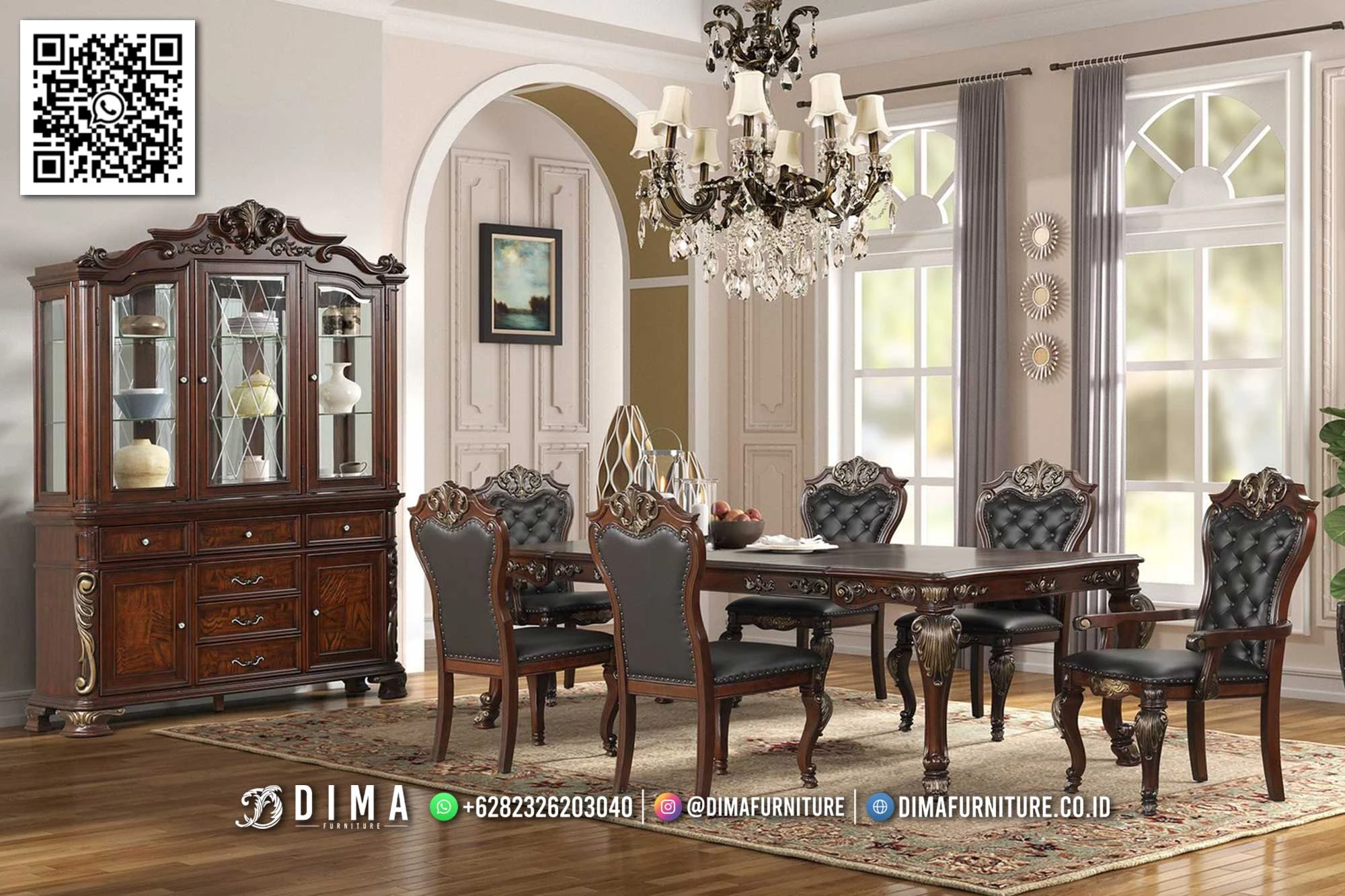Set Meja Makan Klasik Jati Ukiran Asli Jepara MM139 Set Meja Makan Klasik Jati Ukiran Asli Jepara MM139