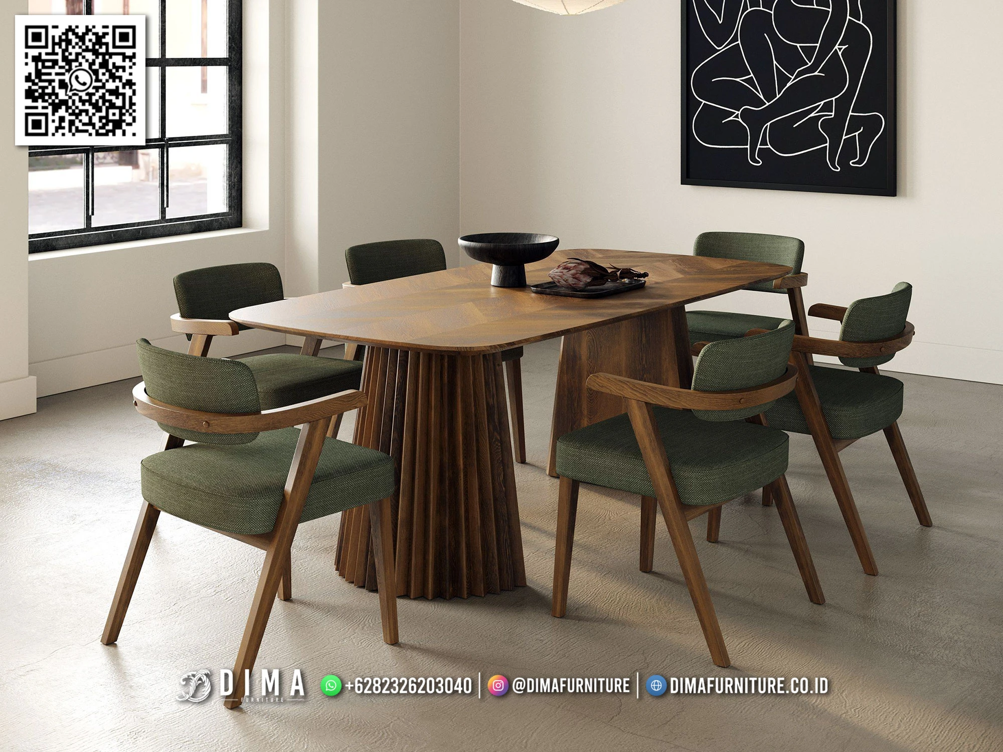 Meja Makan Minimalis Jati Premium Barbara 197MM