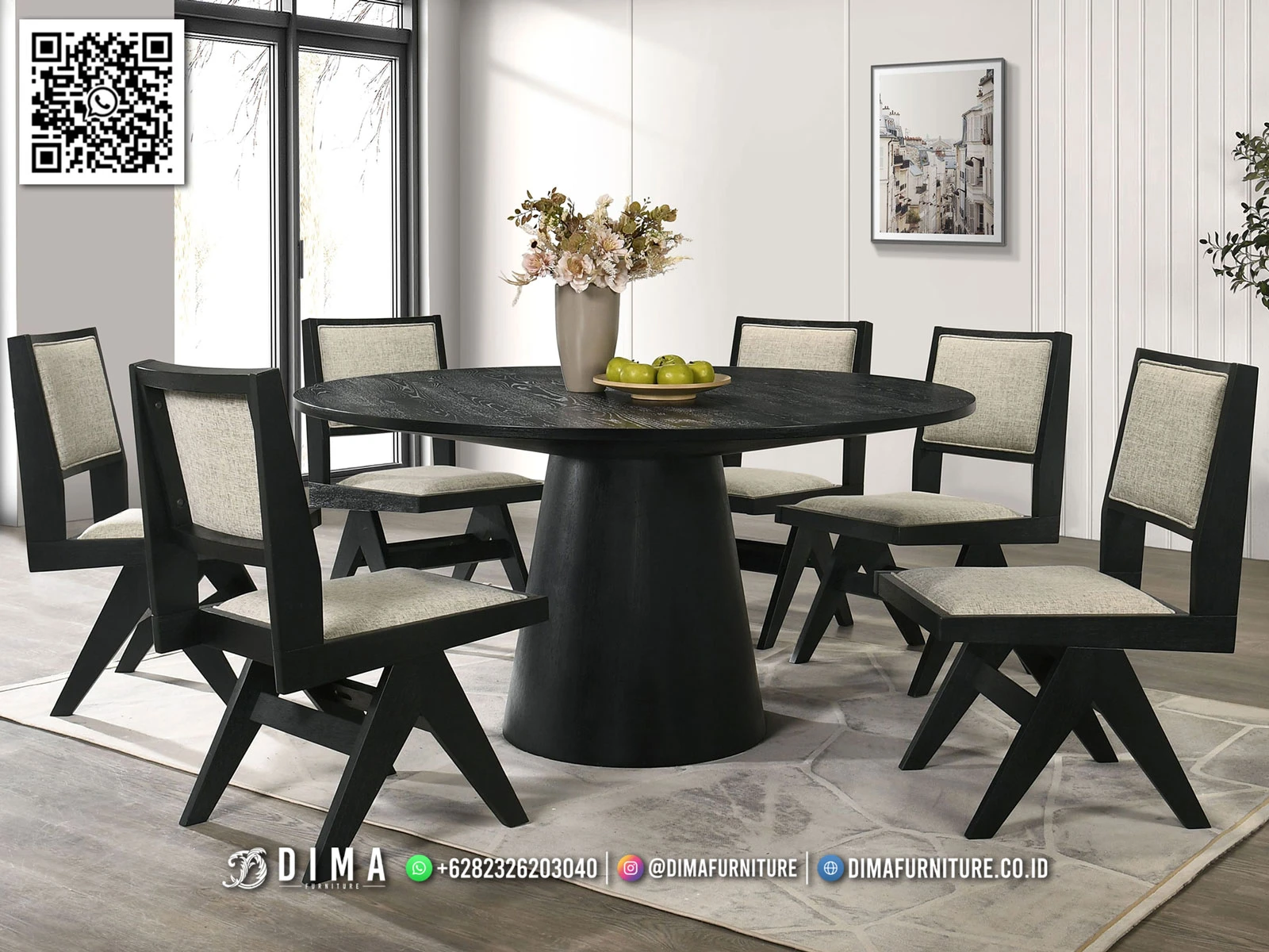 Meja Makan Modern Minimalis Abellona Set 6 Kursi 195MM Meja Makan Modern Minimalis Abellona Set 6 Kursi 195MM