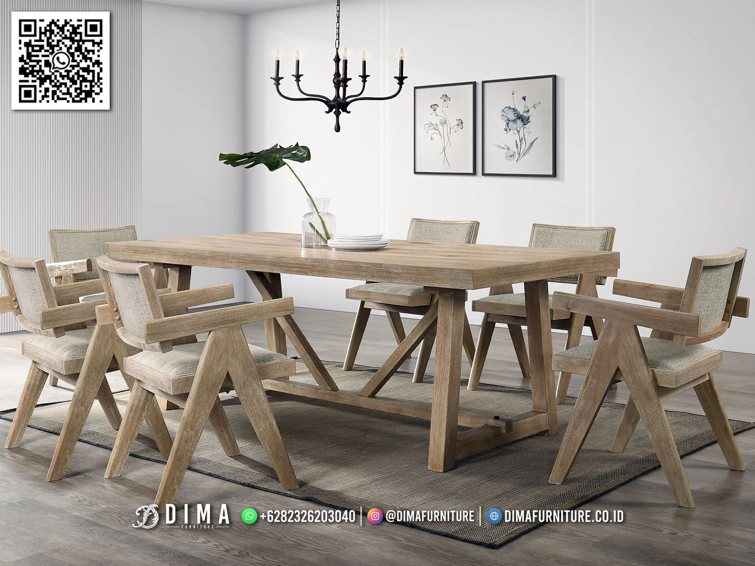 Set Meja Makan Jati Japandi Varese Solid Wood 192MM Set Meja Makan Jati Japandi Varese Solid Wood 192MM