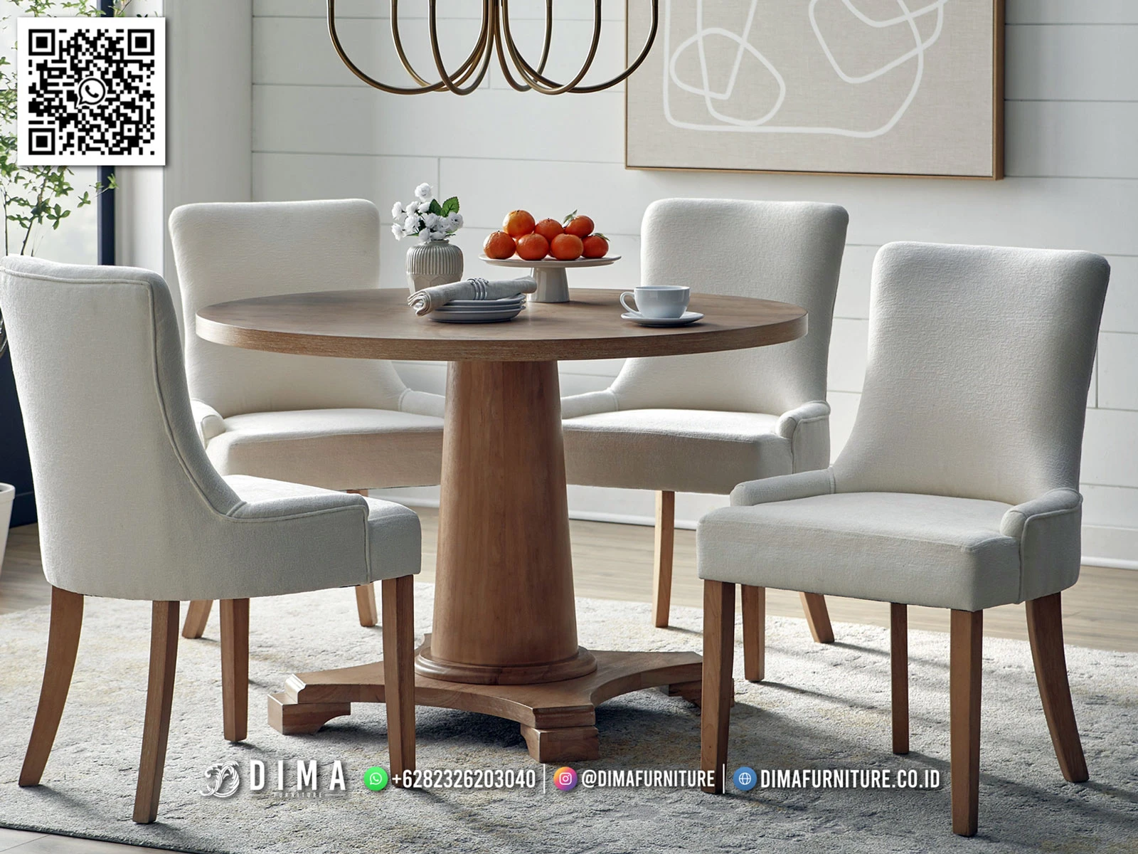 Set Meja Makan Minimalis Modern Bulat Averil Series 191MM Set Meja Makan Minimalis Modern Bulat Averil Series 191MM