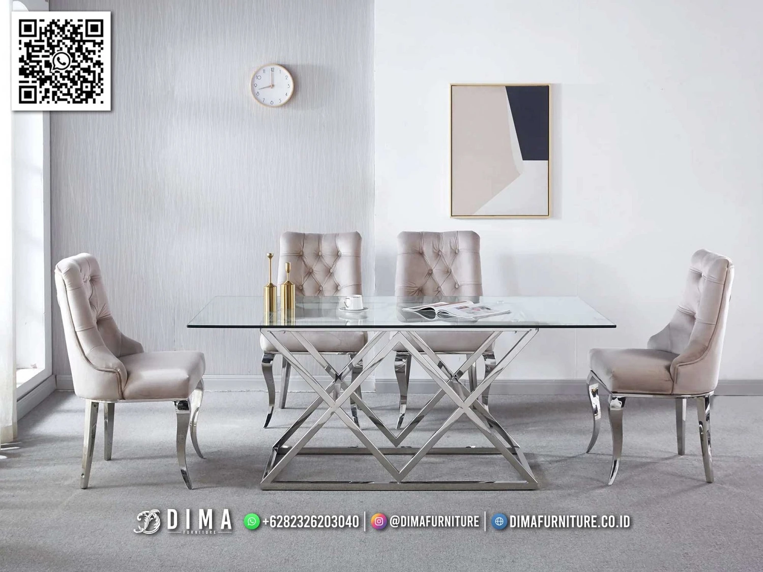 Meja Makan Minimalis Alumunium Premium Alona 207MM