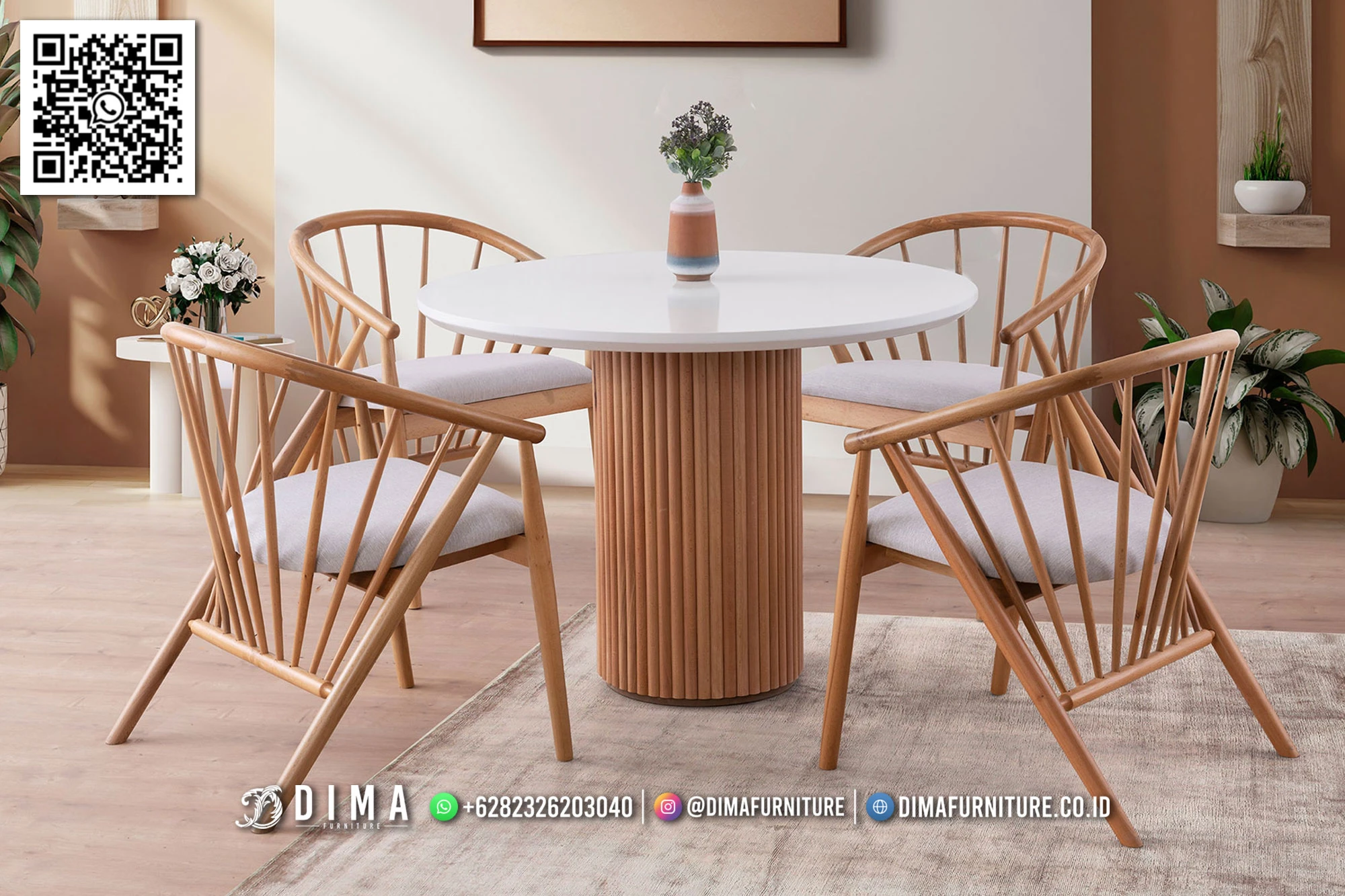 Meja Makan Minimalis Kayu Jatu Natural Julien 241MM Meja Makan Minimalis Kayu Jatu Natural Julien 241MM