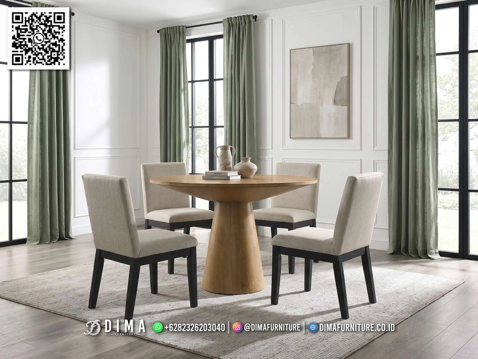 Meja Makan Kayu Solid Modern 4 Kursi Minimalis 251MM Meja Makan Kayu Solid Modern 4 Kursi Minimalis 251MM