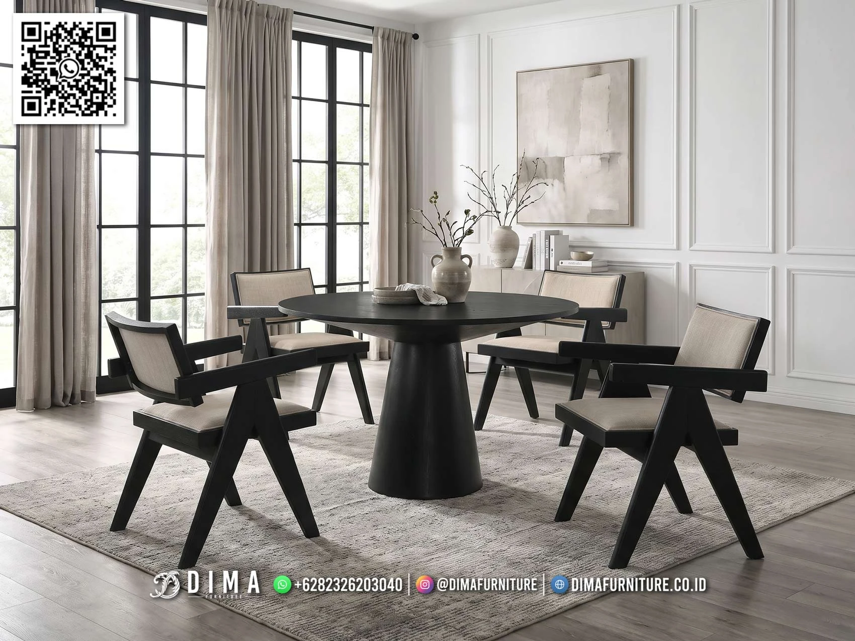 Desain Meja Makan Minimalis Round Black 256MM Desain Meja Makan Minimalis Round Black 256MM