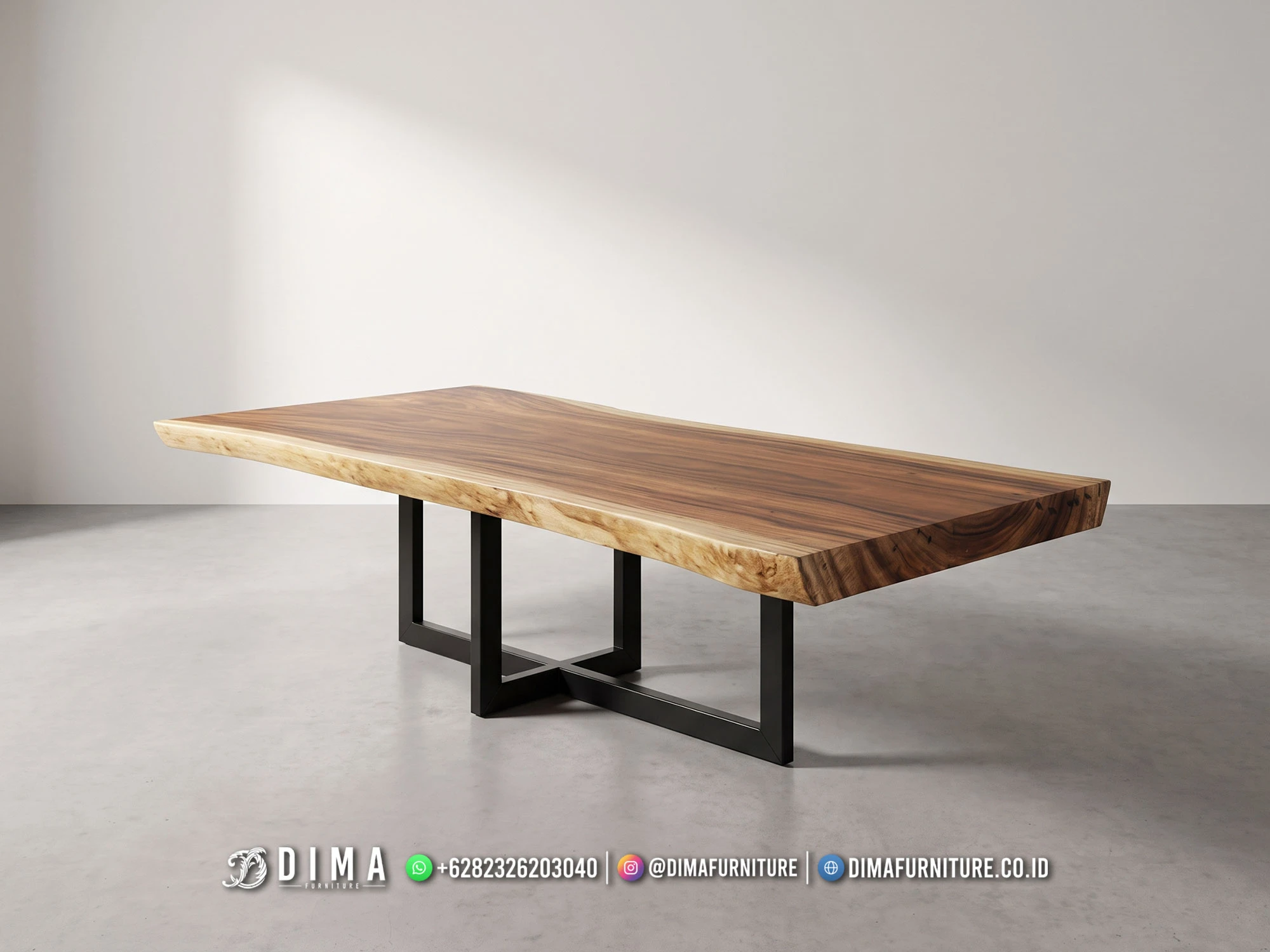 Meja Kayu Suar Industrial Jepara 274MM – MEJA MAKAN JEPARA Meja Kayu Suar Industrial Jepara 274MM