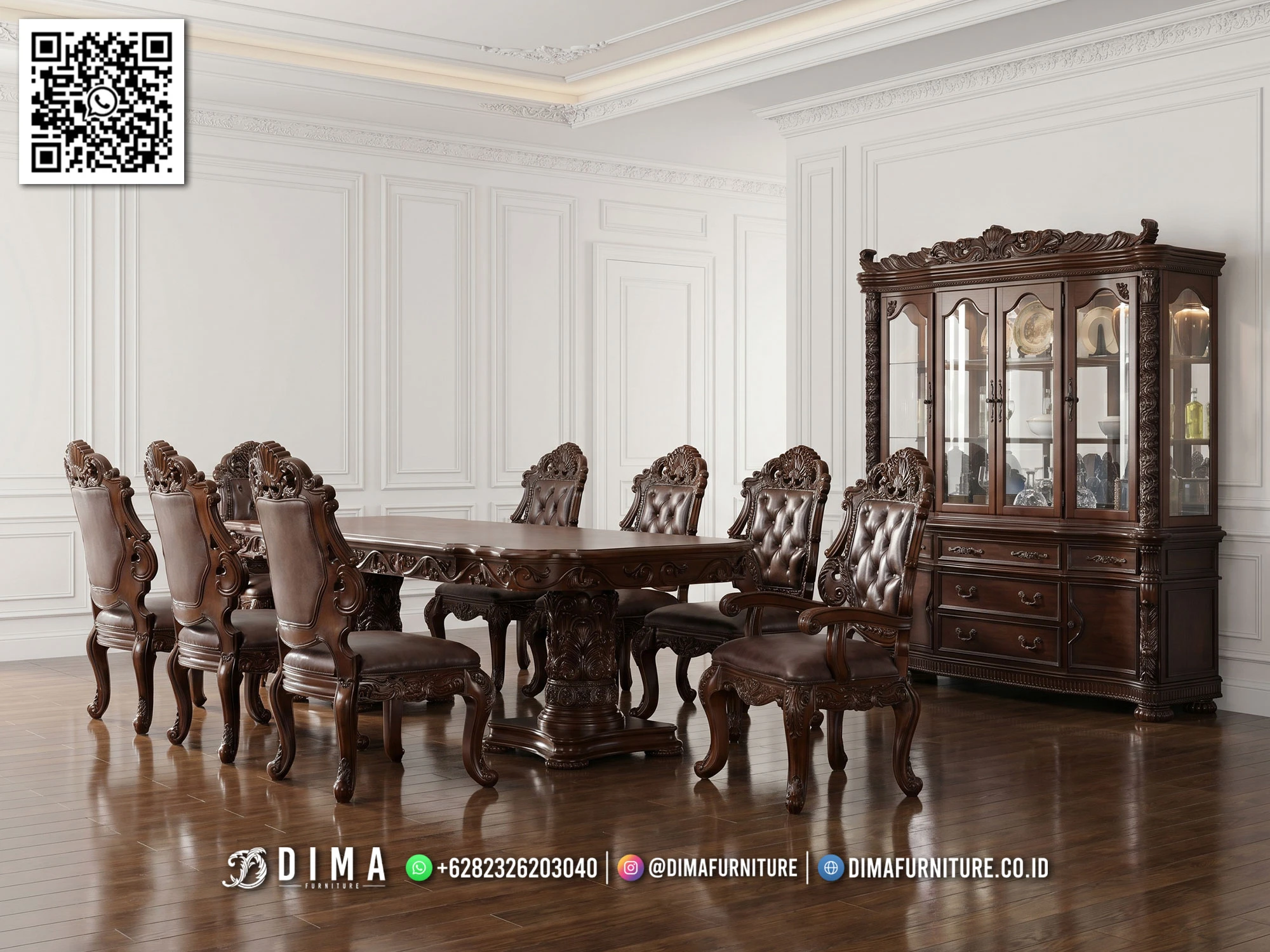 Meja Makan Mewah Jepara Premium Ukiran Klasik Elegan 260MM Meja Makan Mewah Jepara Premium Ukiran Klasik Elegan 260MM