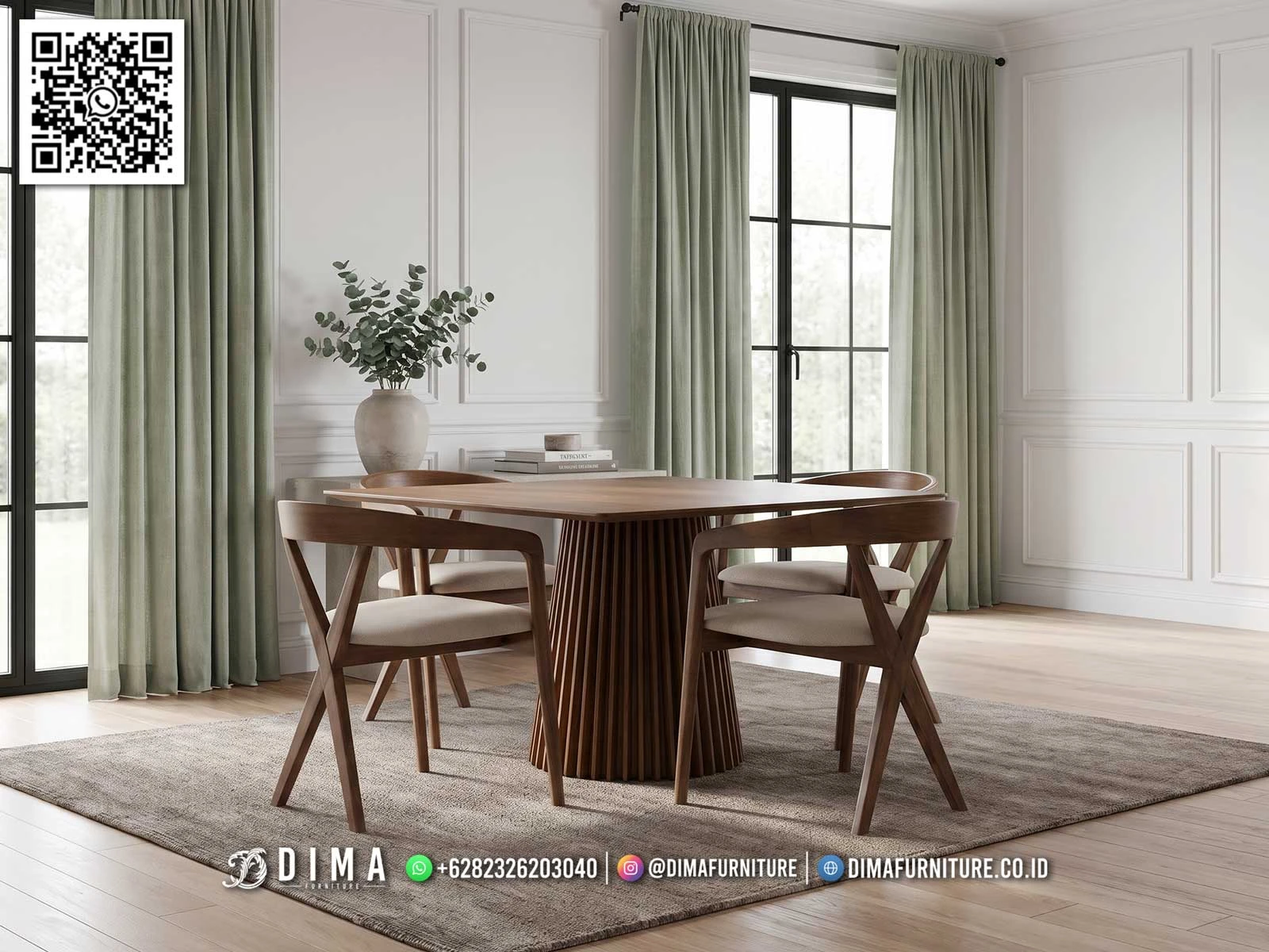 Set Meja Makan Jati Jepara Slats Minimalis 267MM Set Meja Makan Jati Jepara Slats Minimalis 267MM