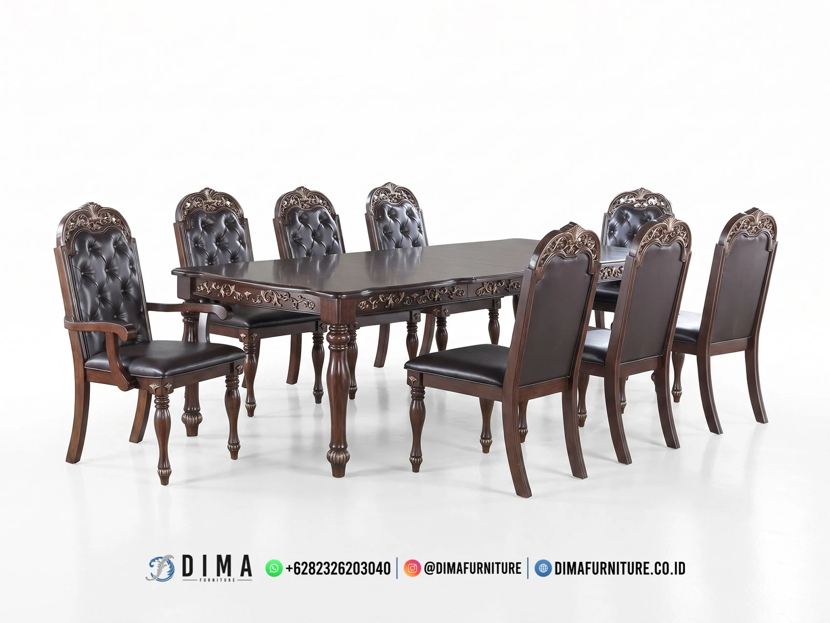 Set Meja Makan Klasik Jati Mewah 266MM Set Meja Makan Klasik Jati Mewah 266MM