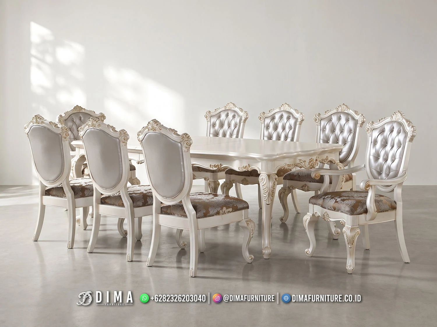 Set Meja Makan Klasik Seraphina Duco Jepara 276MM – MEJA MAKAN JEPARA Set Meja Makan Klasik Seraphina Duco Jepara 276MM